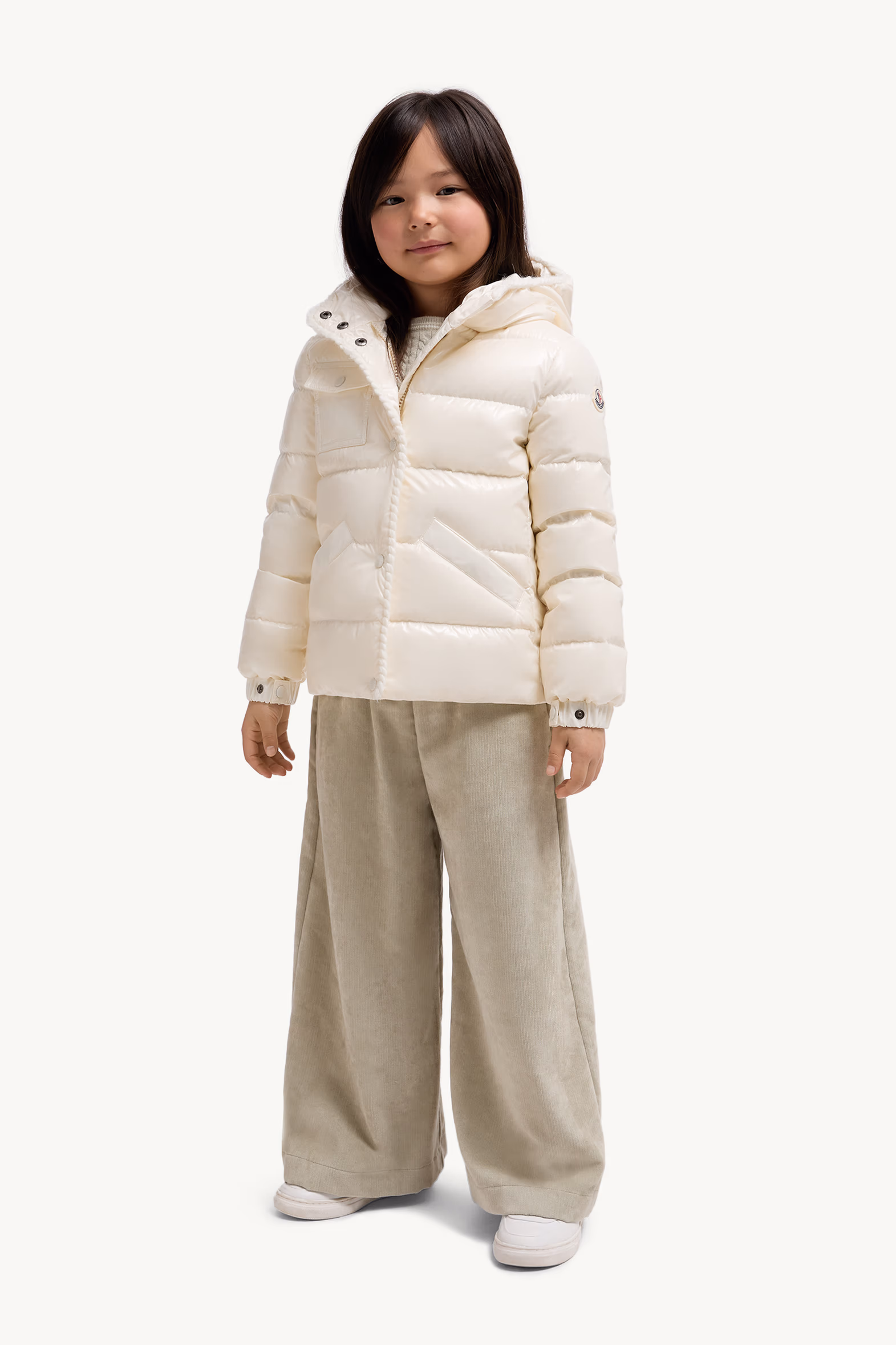 Glareins Braided Trim Hooded Down Jacket Girl White Moncler 2